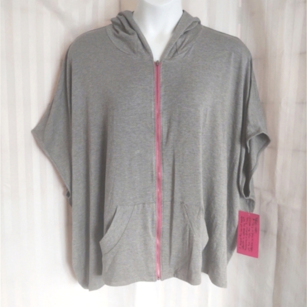 Twiggy London zip front lightweight poncho hoodie XL